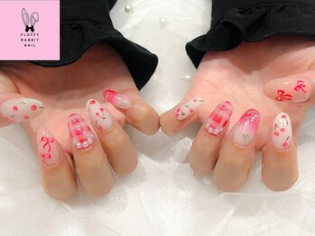 フラッフィーラビットネイル(fluffy rabbit nail)/さくらんぼネイル チェック柄
