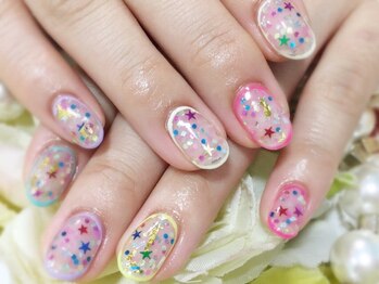 ネイルサロン 爪吉/クリアベース&ホログラム♪