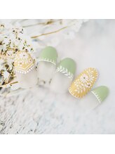 ラ カゼッタ(La casetta)/花柄刺繍フレンチネイル