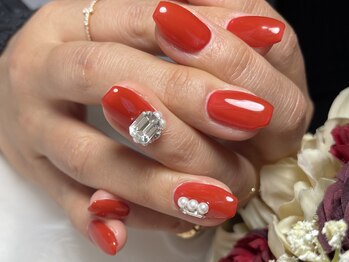 サロンドフォーエイチ(salon de 4H)/うるつや王道！レッドネイル☆