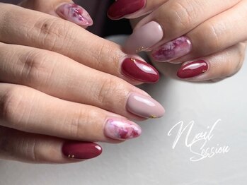 ネイルセッション(nail session)/奥行きボルドーニュアンス