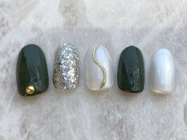 ディープグリーン×シルバーラメ