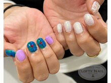 ロフティーネイル 駒川店(Lofty Nail)/チェック×ホワイトミラー