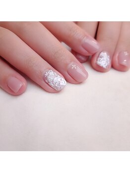 ピオニーネイル(peony nail)/手書きのぷっくりレース