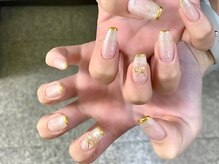 ネイルサロン北野坂/ラメ×ミラーフレンチ