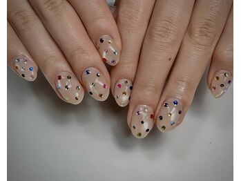 ヒュッゲ(Hygge)/カラーストーン散りばめネイル