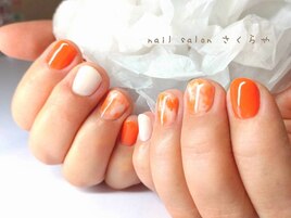 ジューシーオレンジの夏ネイル