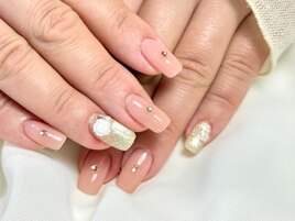 シア-ベージュ/上品ワンポイント