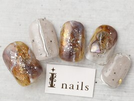 ブラウンキラキラネイル