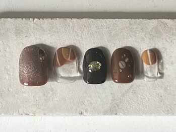 カラ ネイル 中津店(calla nail)/ほっこり、コーヒー豆ネイル。