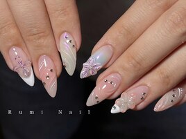 バタフライネイル/ピンクネイル