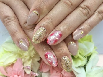 ディーネイル 京橋(D-nail)/立和名/シェル×赤タイダイ