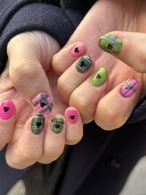 アトリエループ(atelier Loop by shiho)/shihoチェックハートネイル