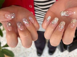 ラメグラデーション/ビジュー