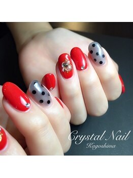 クリスタルネイル ボンベルタ橘店(CRYSTAL NAIL)/シースルードットネイル