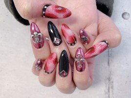 ピンクｘブラックネイル