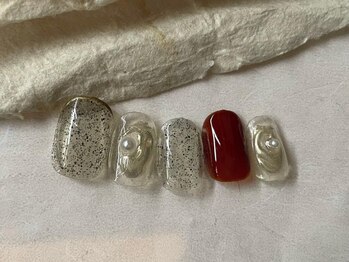 アイネイルズ 梅田店(I nails)/砂パール華奢ライン