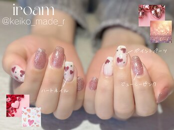 イロアム(iroam)/バレンタインネイル/ハート/ラメ