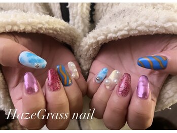 ハズグラスネイル(Haze Grass nail)/派手ネイル