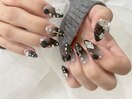 ブラックネイル/クロム風ネイル