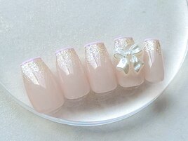 シンプルネイル×リボンパーツ