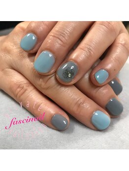 ファッシネイル(fascinail)/ブルー×グレーネイル