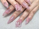 ピンク×ハートネイル