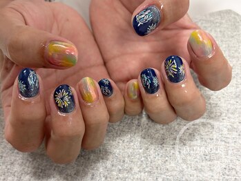 ルミナス(Luminous)/夜空に花火ネイル