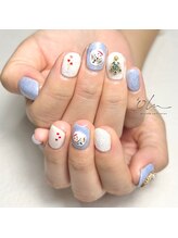 オル('olu)/持ち込みネイル/雪だるまネイル