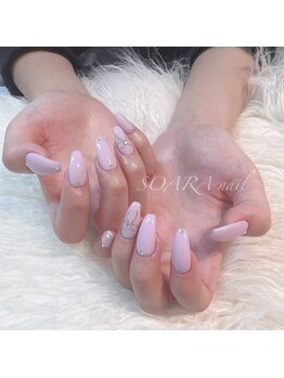 【nail】パープル×リボン