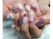 リエル(Riel)/キラキラーミラーデザインネイル