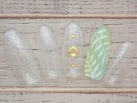 ＃夏ネイル＃リーフネイル