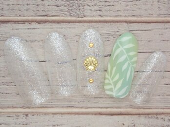 ワンネイル(ONE NAIL)/#夏ネイル#リーフネイル