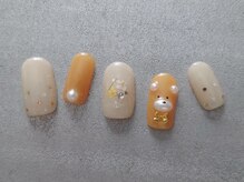 ネイリシャス(NAILICIOUS)/くまちゃん&押し花の春ネイル