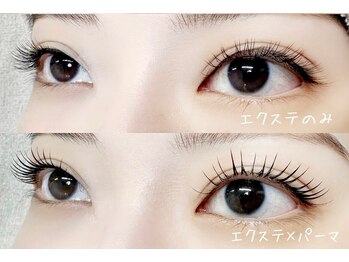 シャルム 昭和町店の写真/【エクステ×パーマ】下がりまつ毛にお悩みの方に◎光が目に入り根元からぱっちりした理想の目元が叶う♪
