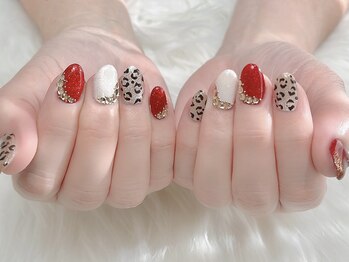 ヒールネイル(heal nail)/red×mag×leopard.