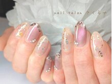 マグ×ガラスフレンチ風ネイル