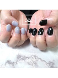 ちぐはぐネイル　ツートーン