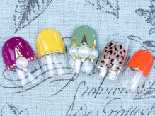 ネイルサロン 爪吉/ヒョウ柄＆大きめパールが◎