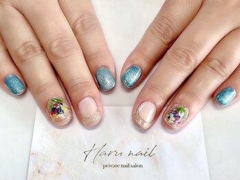 ハルネイル(Haru nail)/マグネットネイルと押し花！