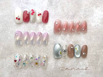 リーネイル 博多店(Re.nail)の写真/可愛いサンプル多数でネイル初心者にもオススメ♪デザインに迷っても大丈夫◎