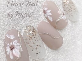 フラワーネイル　マット　ミラー