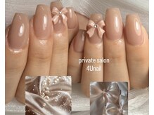 フォーユーネイル(4U nail)/ワンカラー＋リボン
