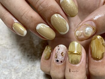 アイネイルズ 渋谷店(I nails)/イエローぷっくりニュアンス