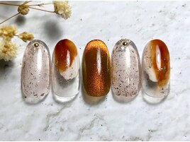 オレンジマグネットネイル