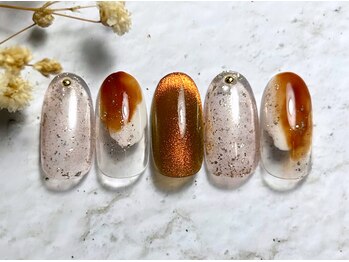 アヤ(AYA)/オレンジマグネットネイル