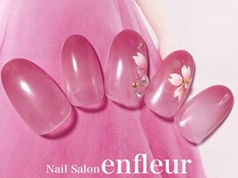 カラーグラデ&手描き桜アート☆