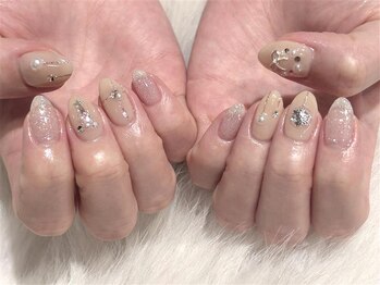 ネイルサロン アビー 新宿東口店(abbie)/ピンクベージュクリスマスネイル