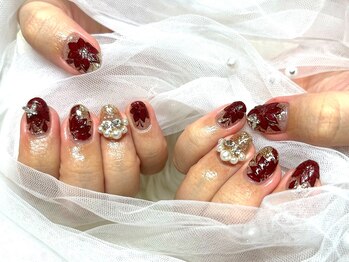 ネイルサロンブリス(nail salon Bliss)/☆ゴージャスなフラワーネイル☆