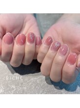 リッシュ(RICHE)/ちゅるんピンク×リボンネイル